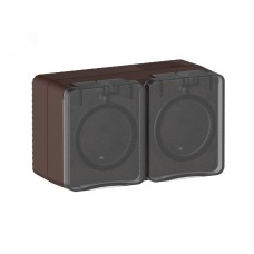 AtlasDesign PROFI IP54 О/У РОЗЕТКА двойная с з/к со шторками 16А, КОРИЧНЕВЫЙ