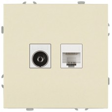 Розетка скрытого монтажа в рамку комбинированная RJ45+TV IP20 слоновая кость 15-3110-02 Galaxy