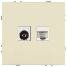 Розетка скрытого монтажа в рамку комбинированная RJ45+TV IP20 слоновая кость 15-3110-02 Galaxy