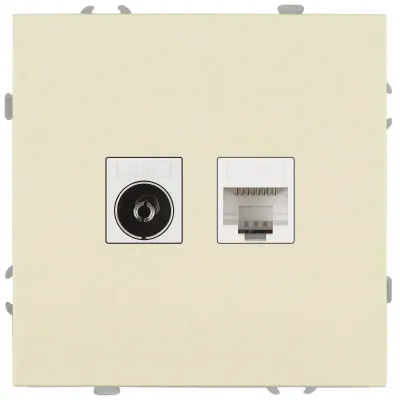Розетка скрытого монтажа в рамку комбинированная RJ45+TV IP20 слоновая кость 15-3110-02 Galaxy
