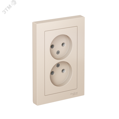 Розетка ATLASDESIGN двойная без заземления 16А в сборе бежевый