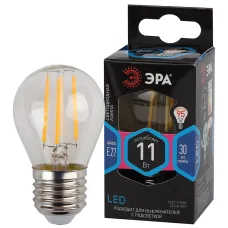 Лампочка светодиодная ЭРА F-LED P45-11W-840-E27 Е27 / Е27 11Вт филамент шар нейтральный белый свет
