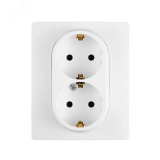 Розетка 2-местная с заземлением без защитных шторок в сборе 16А белый ETIKA