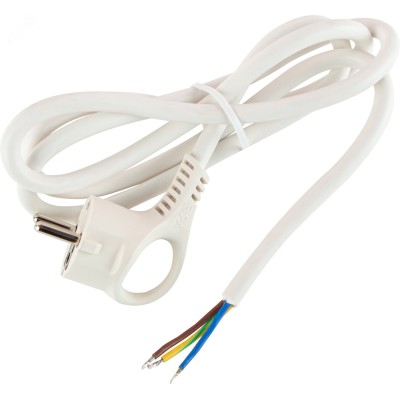 Шнур сетевой с вилкой ЭРА  U-3x1,5-1,5m-W с заземлением 1,5м ПВС 3x1,5мм2 белый