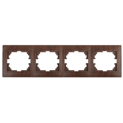Рамка для розеток и выключателей Intro Plano 1-504-10 на 4 поста горизонтальная, СУ, венге