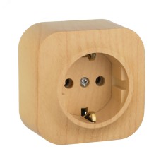 Розетка 1-местная для открытой установки с заземлением без защитных шторок 16А дерево QUTEO
