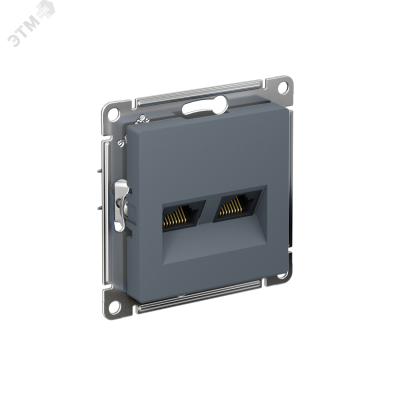 ATLASDESIGN РОЗЕТКА двойная компьютерная RJ45+RJ45, кат.6А, механизм, ГРИФЕЛЬ