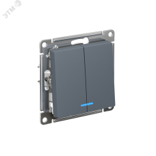 Выключатель двухклавишный ATLASDESIGN с подсветкой схема 5а 10АХ механизм грифель