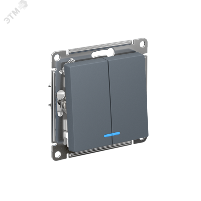 Выключатель двухклавишный ATLASDESIGN с подсветкой схема 5а 10АХ механизм грифель