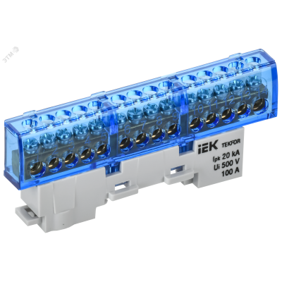 TEKFOR Шина N ноль изолированная на универсальном держателе 6х9-14-С IEK