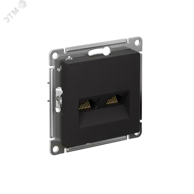 Розетка ATLASDESIGN двойная компьютерная RJ45+RJ45 категория 5E механизм карбон