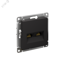 ATLASDESIGN РОЗЕТКА двойная компьютерная RJ45+RJ45, кат.6А, механизм, КАРБОН