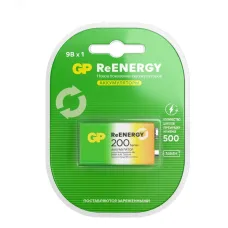 Аккумуляторы перезаряжаемые GP ReEnergy 20R8H 9V Крона, емкость 200 мАч - 1 шт. в блистере