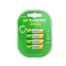 Аккумуляторы перезаряжаемые GP ReEnergy 100AAAHC AAA, емкость 930 мАч - 4 шт. в клемшеле