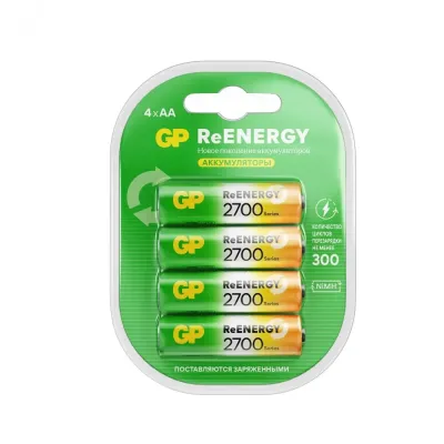 Аккумуляторы перезаряжаемые GP ReEnergy 270AAHC AA, емкость 2650 мАч - 4 шт. в клемшеле