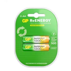 Аккумуляторы перезаряжаемые GP ReEnergy 130AAHC AA, емкость 1300 мАч - 2 шт. в клемшеле