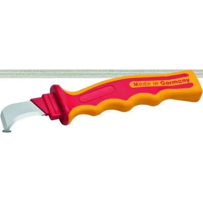 Нож для снятия изоляции с пяткой VDE 1000В 40х195 мм, рукоятка SoftGripp