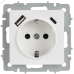 BRITE Розетка 1-местная с заземлением с защитными шторками 16А с USB A+C 18Вт РЮш11-1-БрАБ арктический белый IEK
