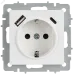BRITE Розетка 1-местная с заземлением с защитными шторками 16А с USB A+C 18Вт РЮш11-1-БрАБ арктический белый IEK