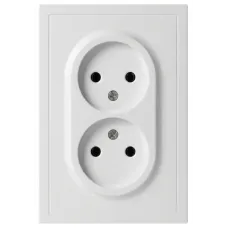 Розетка скрытого монтажа в рамку без заземления двойная 2X2P 16А-250В IP20 белый матовый 15-2107-08 Galaxy