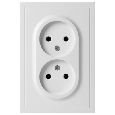 Розетка скрытого монтажа в рамку без заземления двойная 2X2P 16А-250В IP20 белый матовый 15-2107-08 Galaxy