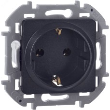 Розетка 1-местная с заземлением без защитных шторок 16А антрацит INSPIRIA