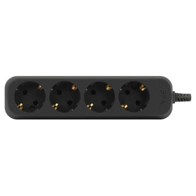 Колодка ЭРА KX-4e-B 4 розетки с заземлением черная