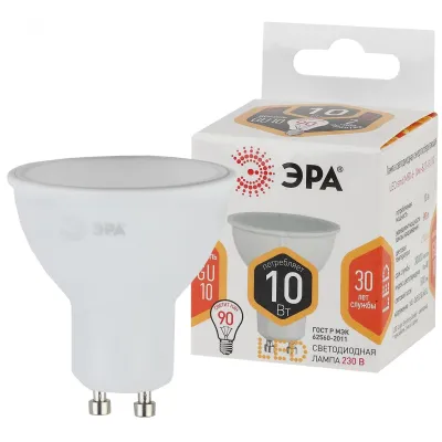 Лампочка светодиодная ЭРА STD LED MR16-10W-827-GU10 GU10 10Вт софит теплый белый свет