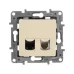 Розетка двойная RJ11+RJ45 кат.5E UTP слоновая кость ETIKA