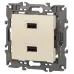 14-4110-02 ЭРА Устройство зарядное USB, 230В/5В-2100мА, IP20, Эра Elegance, сл.кость (6/60/1920)