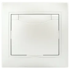 Розетка Intro Plano 1-203-06 с заземлением 2P+E Schuko с крышкой, 16А-250В, IP20, СУ, перламутр