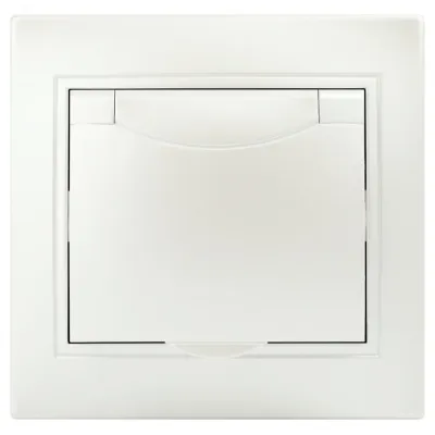 Розетка Intro Plano 1-203-06 с заземлением 2P+E Schuko с крышкой, 16А-250В, IP20, СУ, перламутр