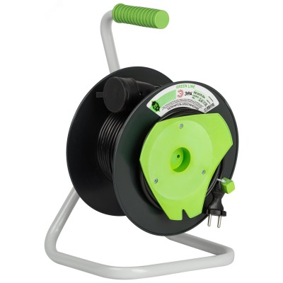 Удлинитель силовой ЭРА GREEN LINE GAZ-2x0.75-20m Greenline на катушке пластик 1 розетка без заземления 20м ПВС 2x0.75мм2