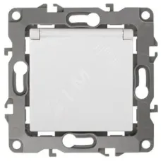 12-2103-01 ЭРА Розетка 2P+E Schuko со шторками с крышкой, 16A-250В, IP20, Эра12, белый (10/100/2800)