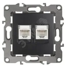 12-3108-05 ЭРА Розетка информационная двойная 2XRJ45, IP20, Эра12, антрацит (10/100/2500)