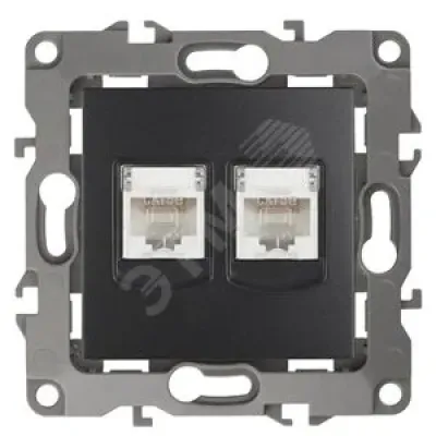 12-3108-05 ЭРА Розетка информационная двойная 2XRJ45, IP20, Эра12, антрацит (10/100/2500)