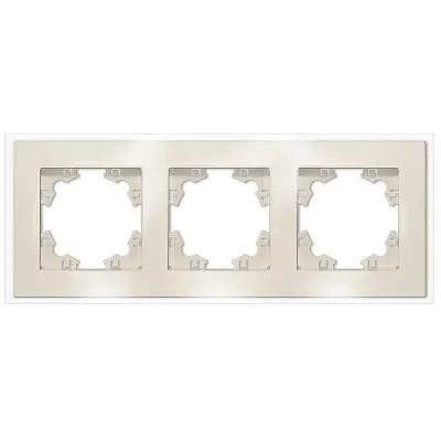 Афина рамка стеклянная трехместная универсальная, слоновая кость (ivory) (еврослот)