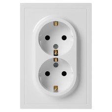 Розетка скрытого монтажа в рамку с заземлением двойная 2X2P+E Schuko 16А-250В IP20 белый 15-2104-01 Galaxy