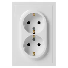 Розетка скрытого монтажа в рамку с заземлением двойная 2X2P+E Schuko 16А-250В IP20 белый 15-2104-01 Galaxy