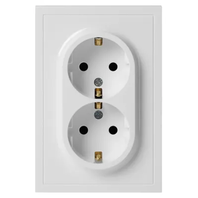 Розетка скрытого монтажа в рамку с заземлением двойная 2X2P+E Schuko 16А-250В IP20 белый 15-2104-01 Galaxy