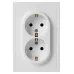 Розетка скрытого монтажа в рамку с заземлением двойная 2X2P+E Schuko 16А-250В IP20 белый 15-2104-01 Galaxy