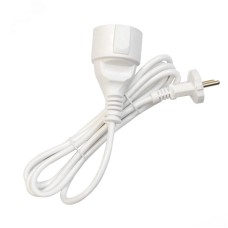 Удлинитель-шнур, 1 гнездо, ПВС, 2*1, 10А, 2200 Вт, без заземления, 2 метра, белый, DOMTOK