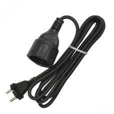 Удлинитель-шнур, 1 гнездо, ПВС, 2*1, 10А, 2200 Вт, без заземления, 2 метра, черный, DOMTOK