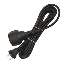 Удлинитель-шнур, 1 гнездо, ПВС, 2*1, 10А, 2200 Вт, без заземления, 5 метров, черный, DOMTOK