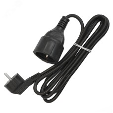 Удлинитель-шнур, 1 гнездо, ПВС, 3*1, 16А, 3500 Вт, с заземлением, 2 метра, черный, DOMTOK