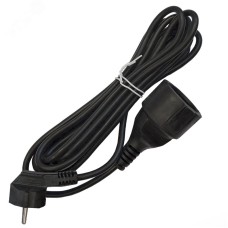 Удлинитель-шнур, 1 гнездо, ПВС, 3*1, 16А, 3500 Вт, с заземлением, 3 метра, черный, DOMTOK