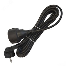 Удлинитель-шнур, 1 гнездо, ПВС, 3*1, 16А, 3500 Вт, с заземлением, 5 метра, черный, DOMTOK