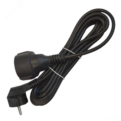 Удлинитель-шнур, 1 гнездо, ПВС, 3*1, 16А, 3500 Вт, с заземлением, 5 метра, черный, DOMTOK