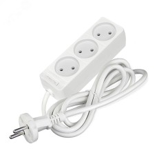 Удлинитель бытовой 3 гнезда, ПВС 2*0,75, 2,2кВт, без заземления 1,5м Лидер DOMTOK