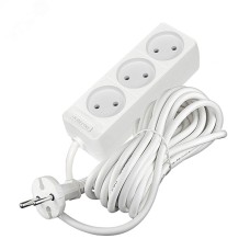 Удлинитель бытовой 3 гнезда, ПВС 2*0,75, 2,2кВт, без заземления 5м Лидер DOMTOK